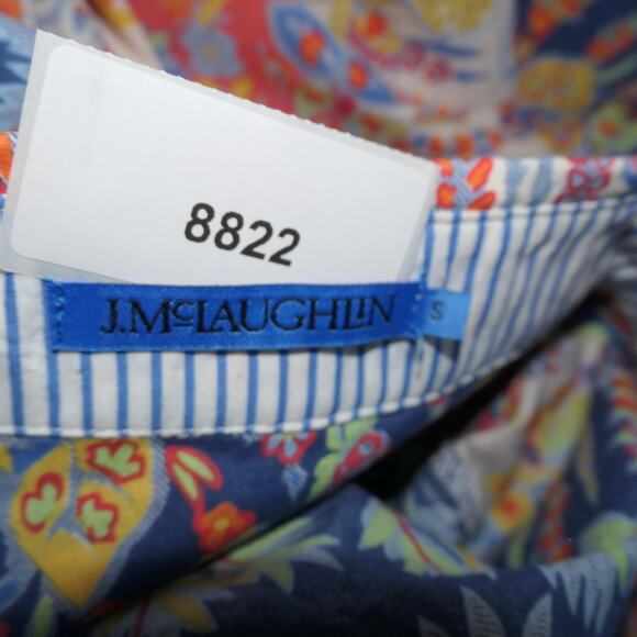 J McLaughlin Shirt Womens Small Blue Floral 100% Cotton Career Casual Boho - Picture 11 of 13